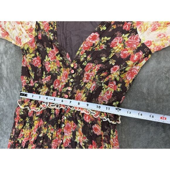 Hemant & Nandita Boho Floral Maxi Dress Peasant Sleeves Romantic S - Picture 9 of 12